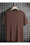 Ny Text Single Jersey T-Shirt - Brown Printed Oversize Crew Neck T-Shirt - 3