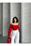 Women's Madonna Collar Balloon Sleeve Crepe Blouse - 4