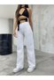 Aisha Women's White Palazzo Jeans Lycra Super High Waist Loose Denim Jeans - 3