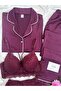 Women's Satin Buttoned Moment 4-Piece Pajama Set Dowry - 3