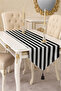 Black and White Striped Tasseled Runner 45X140 Stain Resistant