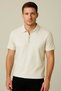 Men's Gray Ribbed Zippered Oversize Polo Neck T-Shirt - 2
