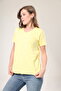 Super Quality Yellow V-Neck Women's T-Shirt Solid Color Basic Organic Cotton Knitted Combed Cotton T-Shirt - 6