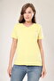 Super Quality Yellow V-Neck Women's T-Shirt Solid Color Basic Organic Cotton Knitted Combed Cotton T-Shirt