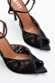 High-Heeled Shoes Crystal Stone Embellished Lace Patterned High Heel Evening Shoes COMFORTABLE AND STYLISH GRADUATION - 8