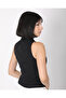 Women's Black Bow Buttoned Blazer Vest - 8
