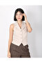 Women's Beige Bow Buttoned Blazer Vest - 5