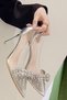 Lady Princess Silver Transparent Nude Bow Clip Stone-Embellished 8 cm Thin-Heeled Wedding Engagement Evening Shoes - 3