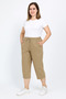 Women's Comfortable Fit Beige Linen Hambez Capri – Summer Casual Model