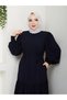 Pleated Waist Hidden Zipper Belt Balloon Sleeve Ferace-1031 - 3