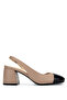 Women's Genuine Leather Black/Mink Heeled Shoes