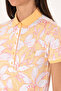 Women's Orange Patterned Polo Neck T-Shirt 50300770-Vr202 - 7