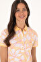 Women's Orange Patterned Polo Neck T-Shirt 50300770-Vr202 - 2