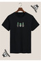 Cactus Special Design Printed Black Tshirt 9503-11