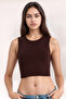 Beige-Brown 2 Pack Cotton, Lycra Crop Crew Neck Sleeveless Undershirt - 3