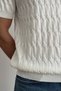 Men's White Judge Collar Buttoned Slim Fit Knitwear T-Shirt - 3