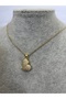 Steel Gold Zircon Engraved Heart Necklace - 3