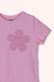 Baby Girl Round Neck Short Sleeve Floral Motif Pink T-Shirt - 2