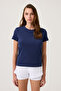 Navy Blue Straight Cut T-Shirt Regular T-Shirt