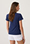 Navy Blue Straight Cut T-Shirt Regular T-Shirt - 4