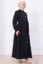 Button Front Belted Denim Dress Hm2764 Black - 4