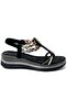 Kindep Bead Detailed Elastic Padded Sole Women's Sandals Black - 3
