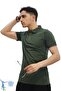 Men's Slim Fit Slim-Fitting Cotton Soft Texture Non-Curling Collar Khaki Polo Collar T-Shirt Khaki - 2