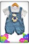 Pocket Teddy Bear Jeans Salopet White T-Shirt 2-Piece Jumpsuit Set