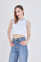 Women's Ribbed Zero Sleeve Knitted Crop - 4