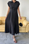 Sleeveless Shoulder Pad front buttoned poplin dress with pens detail - black - 3