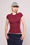 Burgundy Crew Neck Basic Women's T-Shirt Mg2479 - 3