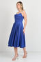 Women's Stoned Rope Strap Draped Satin Evening Dress 1749 Cobalt Blue - 2