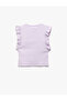 Ruffled Bow Detailed Crew Neck Sleeveless Cotton Ribbed Tank Top - 2
