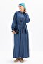 Light Blue-Half Patch Belted Denim Dress - 3