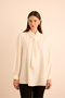 Woven Blouse with Scarf Detail on the Collar - 3