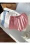 Blue Pink White Women's Woven Muslin 3-Piece Mini Shorts - 3