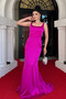 Satin Fabric Back Fish Maxi Dress - Fuchia