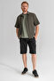 Men's Black 5 Pockets Outdoor Cargo Capri Shorts Breathable Lycra Fabric - 2