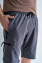 Men's Gray 5 Pockets Outdoor Cargo Capri Shorts Breathable Lycra Fabric - 5