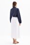 White-Pleated Belted Flared Skirt - 3