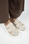 Rodin Women's Genuine Leather Three-Stripes Sabo Beige Slippers - 3