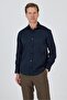 Men's Black Half Italian Collar Long Sleeve Slim Fit Stretchable Shirt 1004250235 - 3