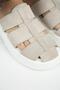 Rodin Women's Genuine Leather Three-Stripes Sabo Beige Slippers - 4