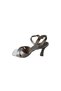 Yazkiş Women Black Silver Satin Cross Strap 9cm Goblet Heel Ankle Strap Shoes - 3