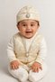 Baby Boy Şehzade Jumpsuit Stylish Mevlütlük and Circumcision Gown Jumpsuit and Hat Set – Gold Embroidered