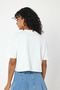 Women's Crew Neck Cat Miow Printed Crop T-Shirt - 2