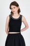 Black Stripe Detailed Knitted Crop Tank Top 1049 - 2