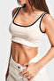 Women's Beige Color S5-105 Super Stretch Fabric Crop Fit Strap Sports Bustier - 2