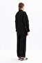 Black-Wide Folded Slit Linen Trousers Suit - 4