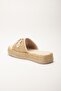 Women's Wedge Heeled Slippers Beige Straw Material Coated Sole Stone - 5